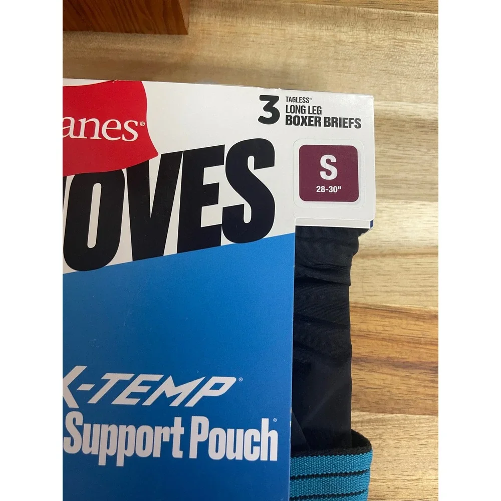 Hanes Moves X-Temp Total Support Pouch Mens Boxer Briefs 3 Pack Small Black New
